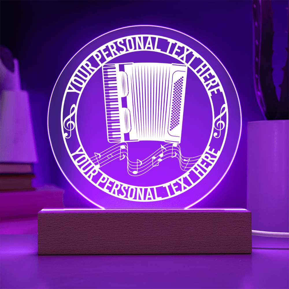 Personalized Accordion Instrument Acrylic LED Sign In Purple With Custom Text
