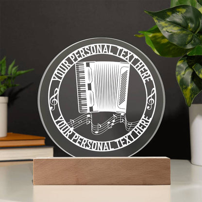 Personalized Accordion Instrument Acrylic LED Sign In White With Custom Text