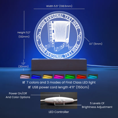 Personalized Accordion Instrument USB Powered Acrylic LED Sign With Custom Text 1