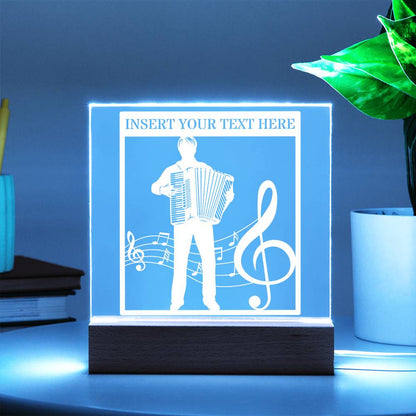 Personalized Accordion Player Name LED Acrylic Sign In White With Custom Text 1
