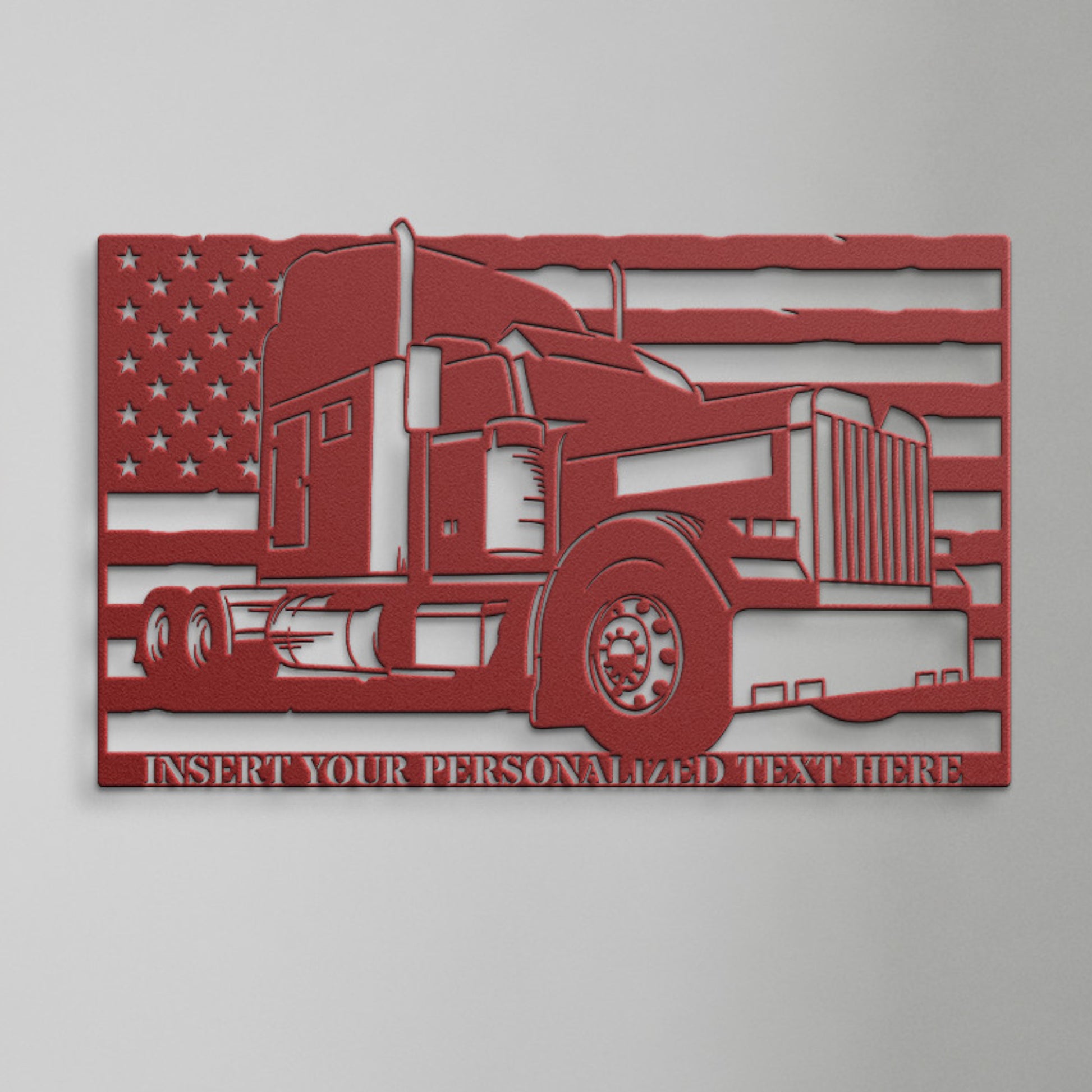Personalized American Big Rig Name Metal Sign. Custom Patriotic 18 Wheeler Wall Decor Gift. Trucker Metal Art. Truck Driver Wall Hanging Art