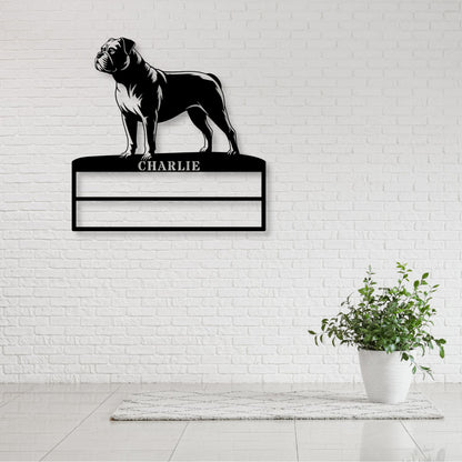 Personalized American Bulldog Rosette Display Metal Sign. Custom Dog Champion Wall Decor Gift.