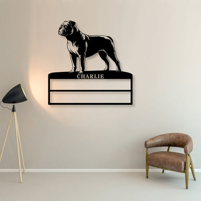 Personalized American Bulldog Rosette Display Metal Sign. Custom Dog Champion Wall Decor Gift