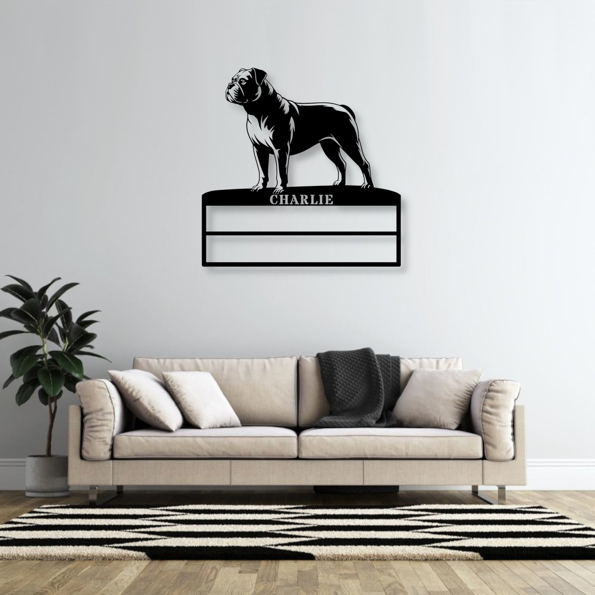 Personalized American Bulldog Rosette Display Metal Sign. Custom Dog Champion Wall Decor Gift1.