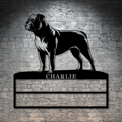 Personalized American Bulldog Rosette Display Metal Sign. Custom Dog Champion Wall Decor Gift1