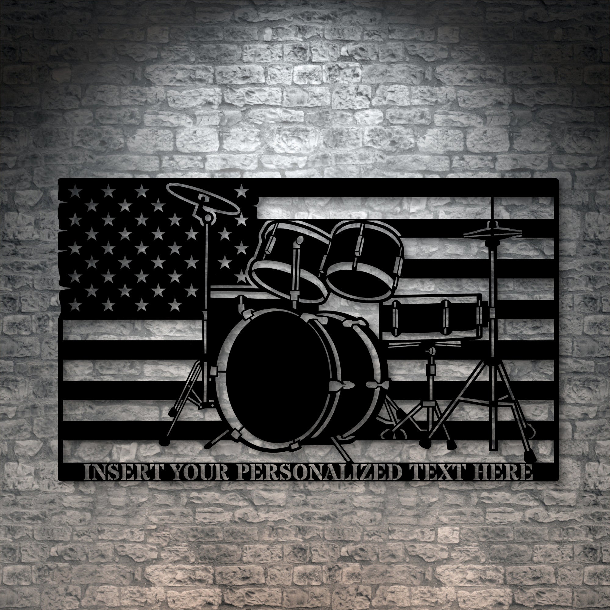 Drummer Sign Personalized American Drummer Name Metal Sign. Custom US Drum Set Wall ...