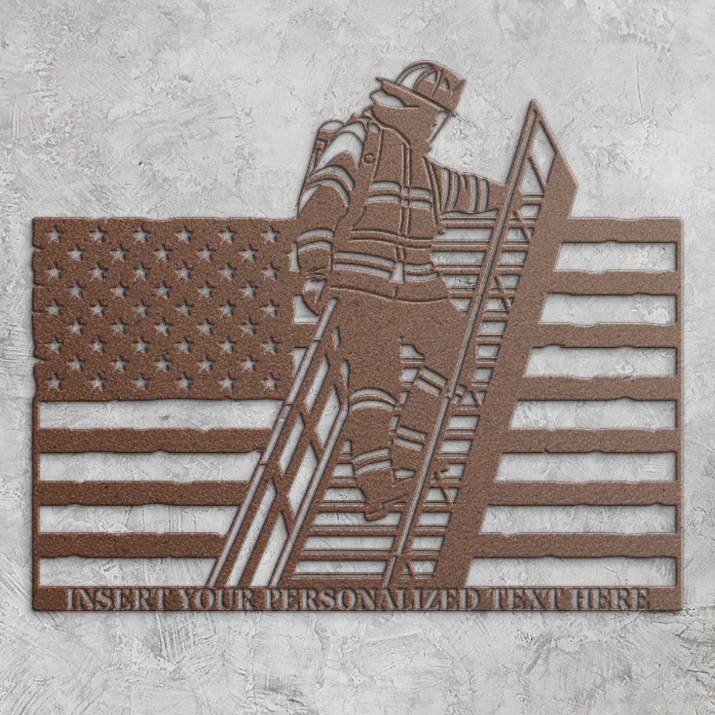Personalized American Firefighter Metal Sign. Custom US Fireman Wall Decor Gift. Unique Firefighter Volunteer. Fire Department Wall Hanging