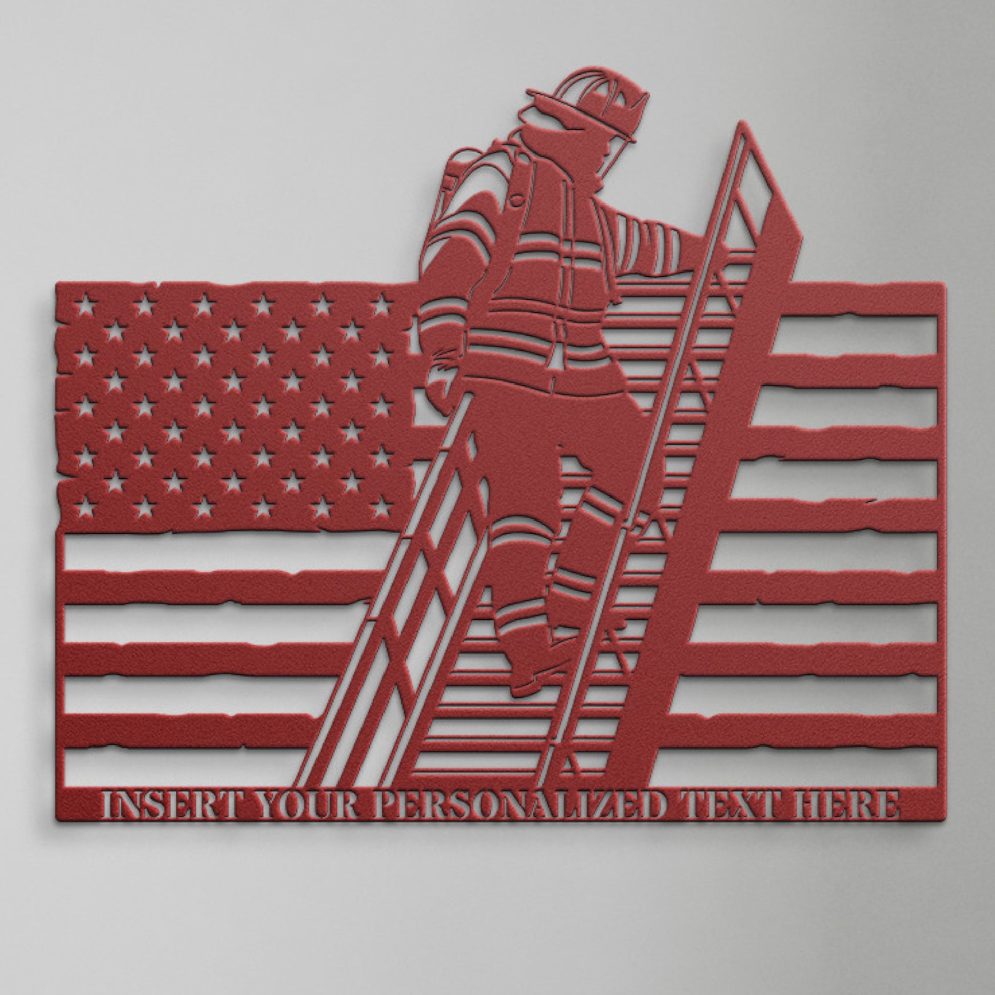 Personalized American Firefighter Metal Sign. Custom US Fireman Wall Decor Gift. Unique Firefighter Volunteer. Fire Department Wall Hanging