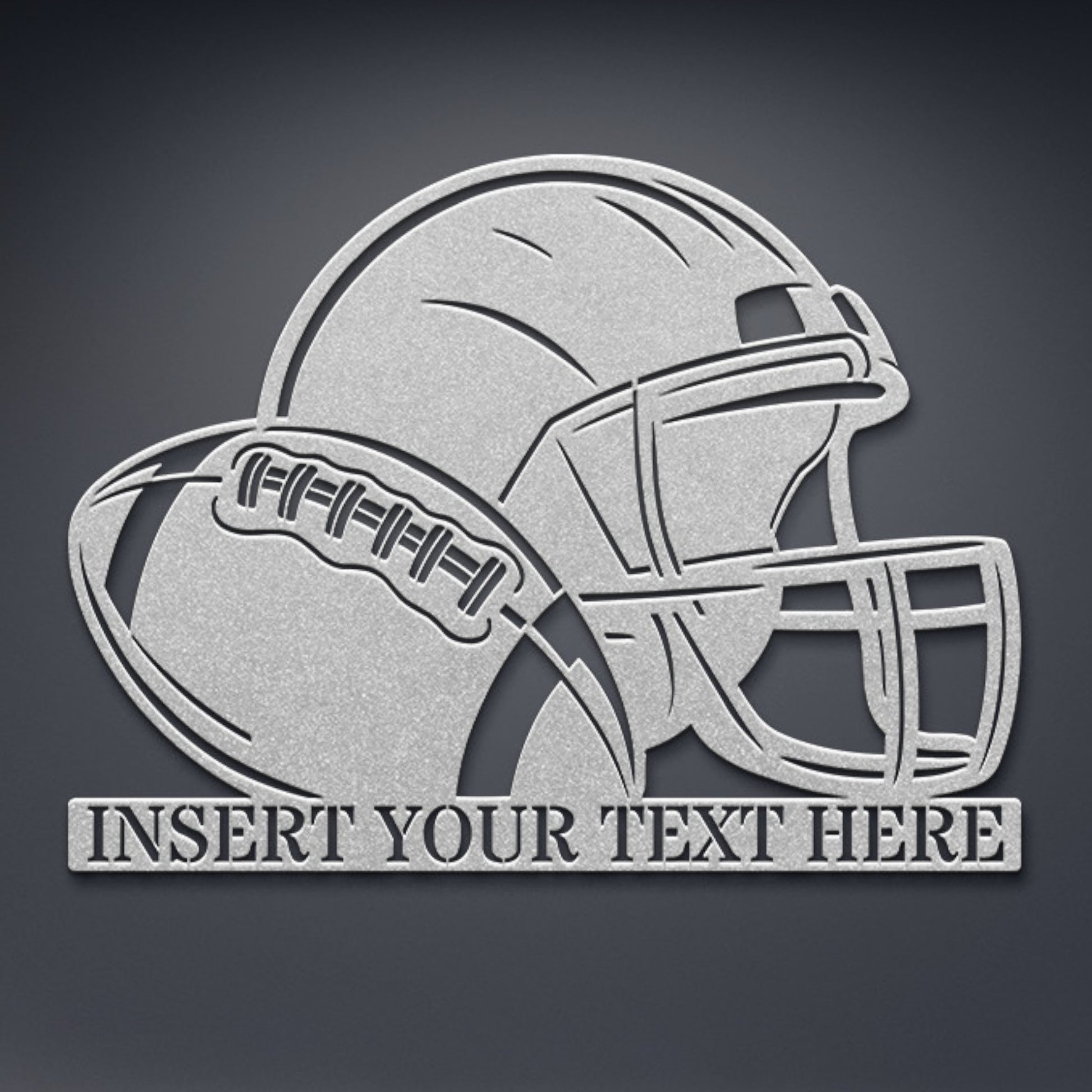 Personalized American Football Helmet Name Metal Sign Decor In Silver With Custom Text