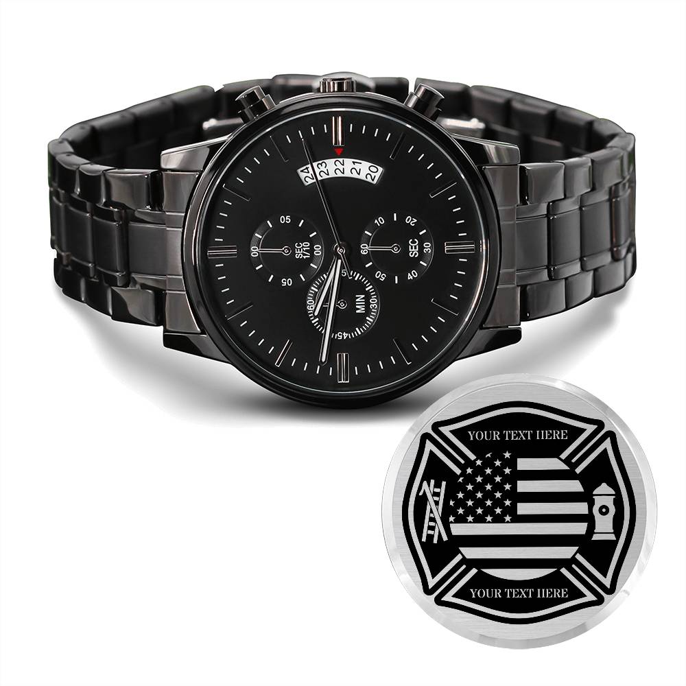 Personalized American Maltese Cross Laser-Engraved Metal Watch With Custom Text And LED Gift Box 1