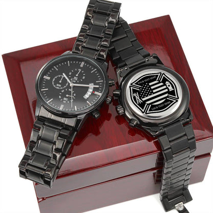Personalized American Maltese Cross Laser-Engraved Metal Watch With Custom Text And LED Gift Box 2