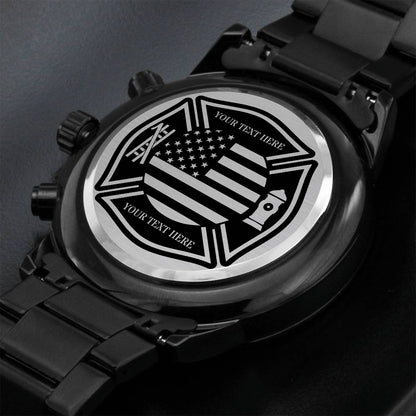 Personalized American Maltese Cross Laser-Engraved Metal Watch With Custom Text And LED Gift Box 3