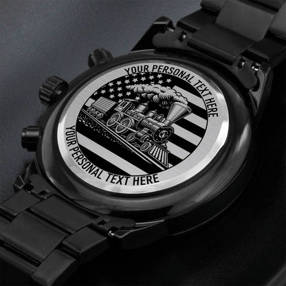 Personalized American Railroad Metal Watch With Custom Text And Gift Box 3