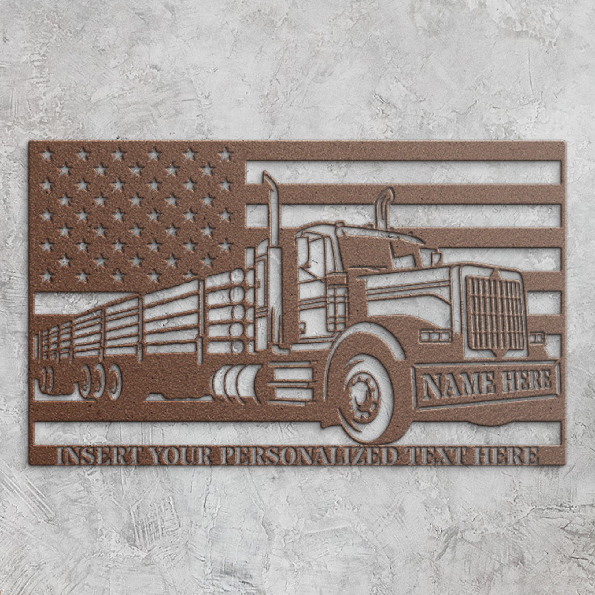 Personalized American Timber Truck Name Metal Sign. Custom US Log Lorry Wall Decor. Patriotic Woodworker Gift. US Logger. Truck Driver Decor