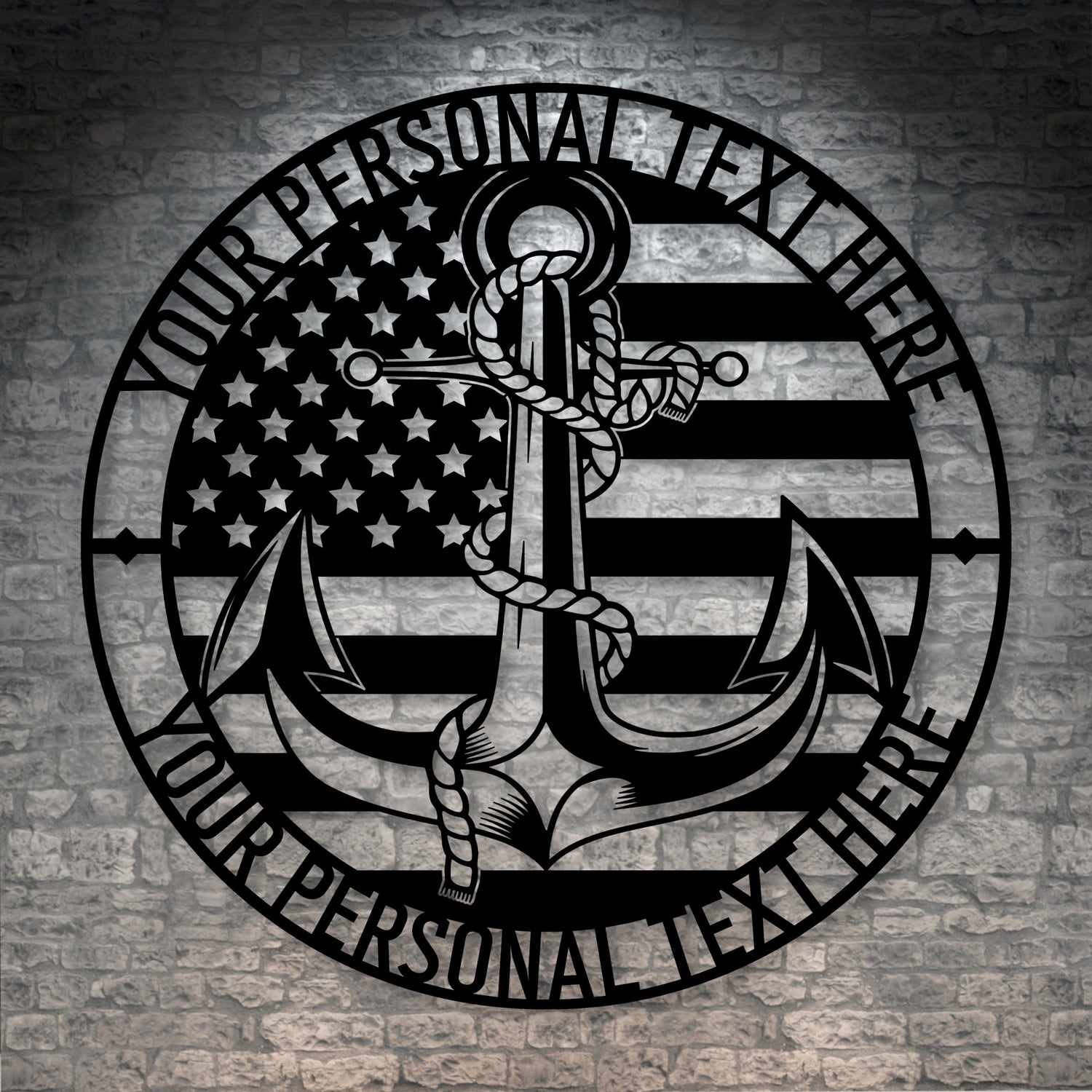 Personalized Anchor Name Metal Sign Decor In Black With Custom Text