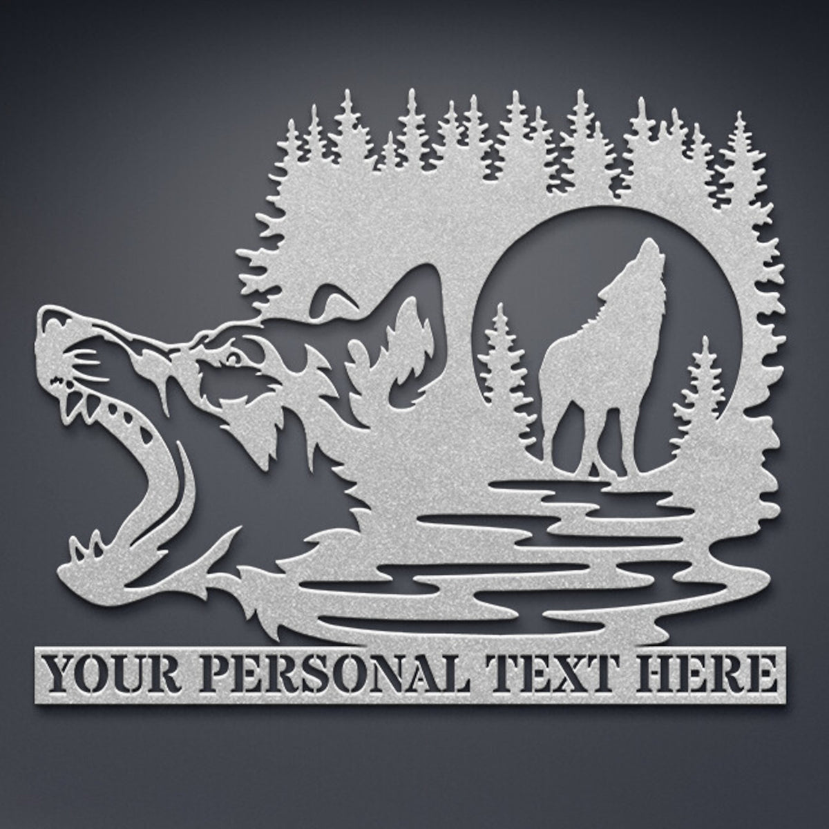 Personalized Angry Wolf Name Metal Sign. Custom Wolf Pack Wall Decor G ...