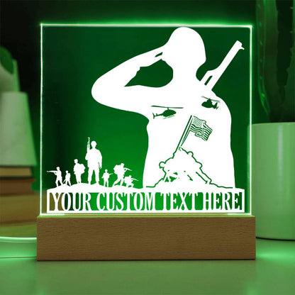 Personalized Army Soldiers Acrylic LED Sign In Green With Custom Text