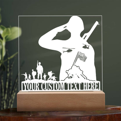 Personalized Army Soldiers Acrylic LED Sign In White With Custom Text