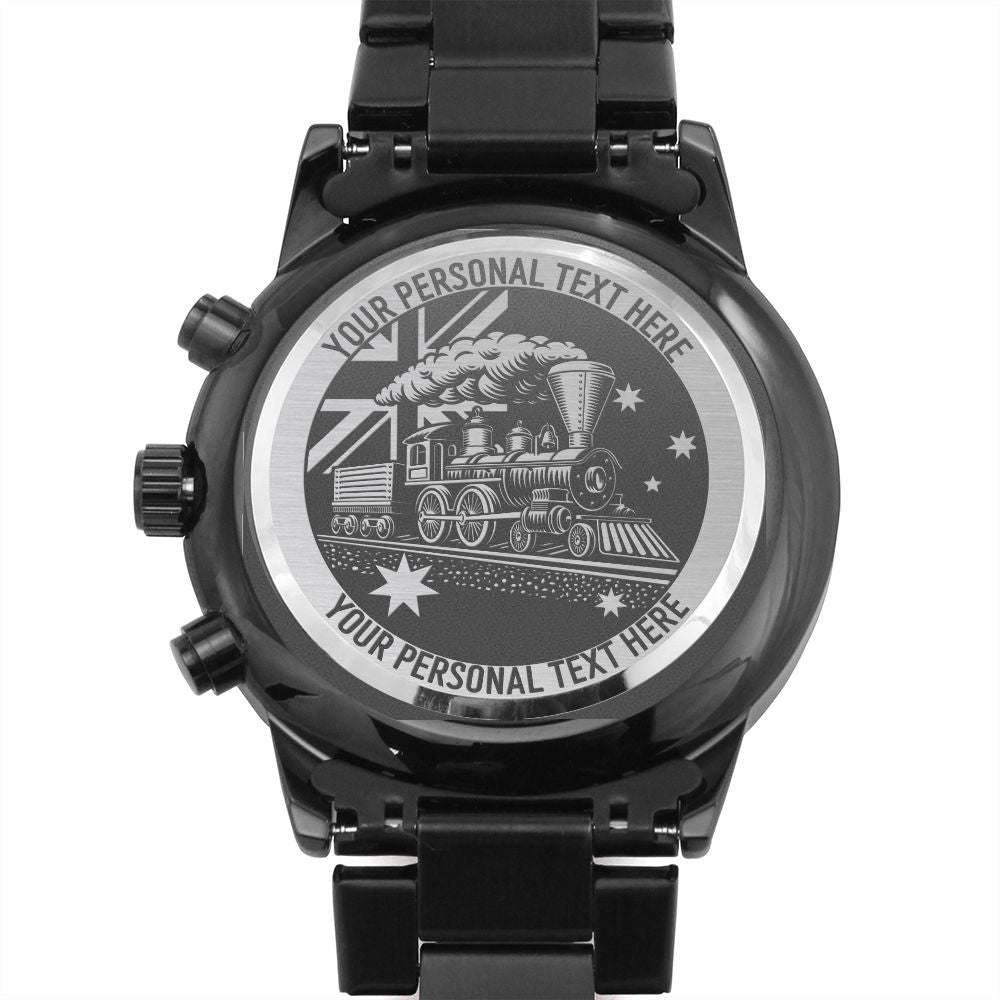 Personalized Australian Railroad Metal Watch With Custom Text And Gift Box