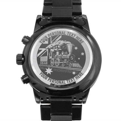Personalized Australian Railroad Metal Watch With Custom Text And Gift Box
