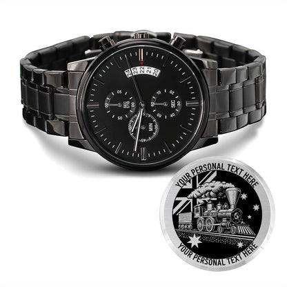 Personalized Australian Railroad Metal Watch With Custom Text And Gift Box 2