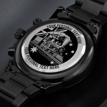 Personalized Australian Railroad Metal Watch With Custom Text And Gift Box 3