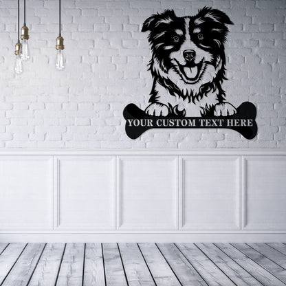 Personalized Australian Shepherd Name Metal Sign In Black. Custom Dog Owner Wall Decor Gift....