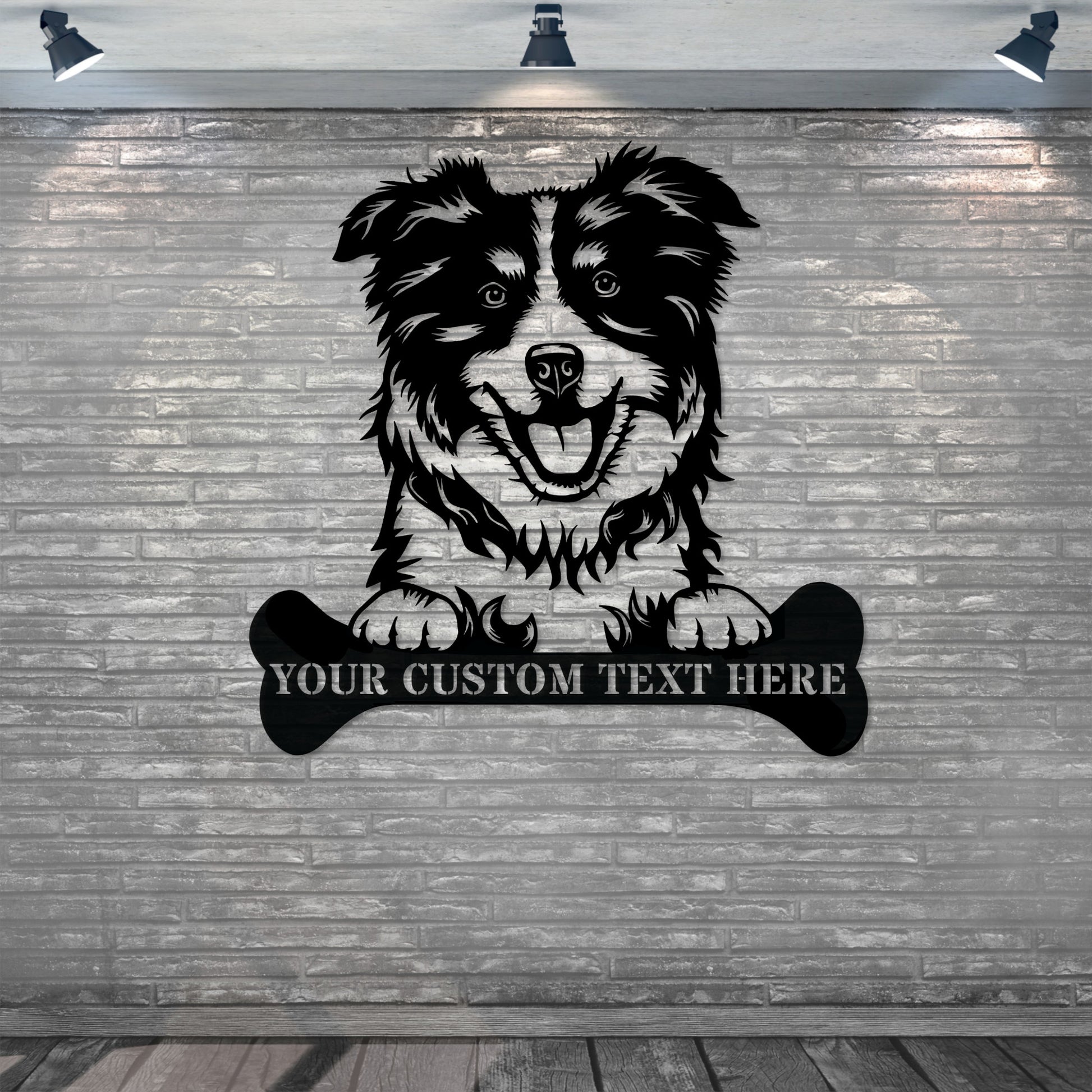 Personalized Australian Shepherd Name Metal Sign In Black. Custom Dog Owner Wall Decor Gift.