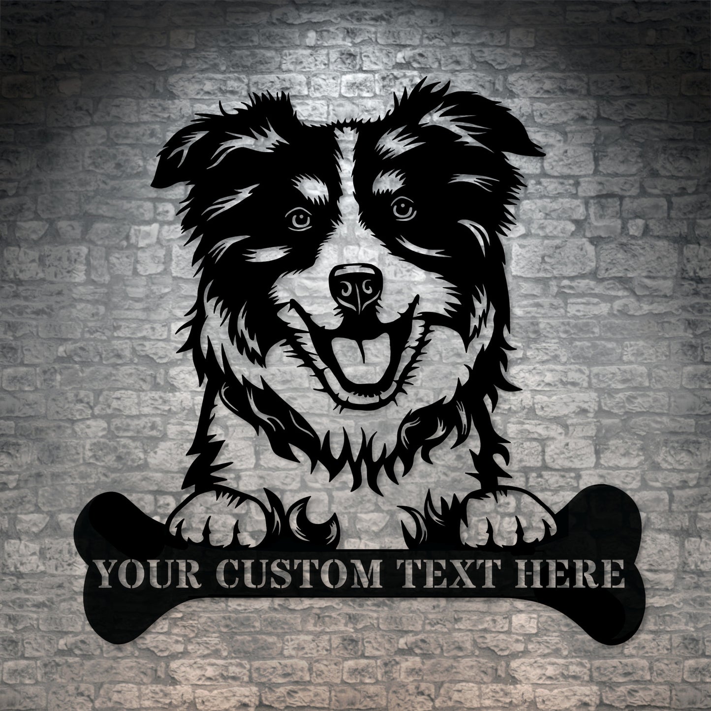 Personalized Australian Shepherd Name Metal Sign In Black. Custom Dog Owner Wall Decor Gift