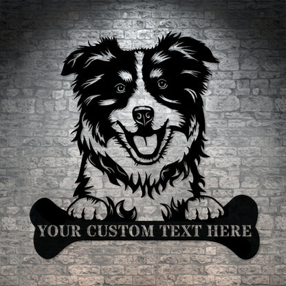 Personalized Australian Shepherd Name Metal Sign In Black. Custom Dog Owner Wall Decor Gift