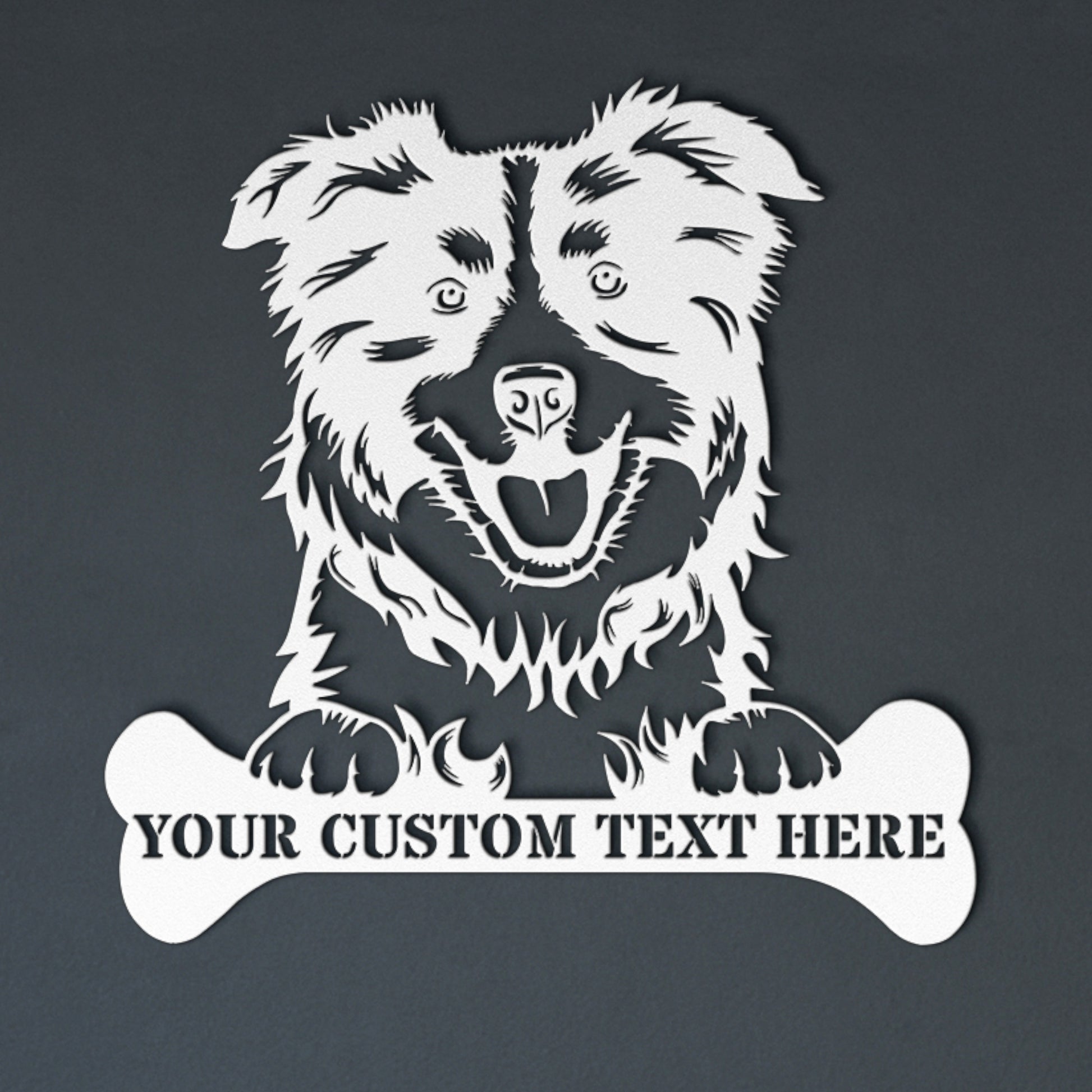 Personalized Australian Shepherd Name Metal Sign In White. Custom Dog Owner Wall Decor Gift