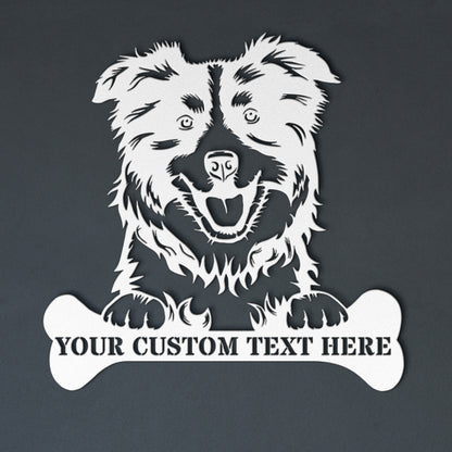 Personalized Australian Shepherd Name Metal Sign In White. Custom Dog Owner Wall Decor Gift