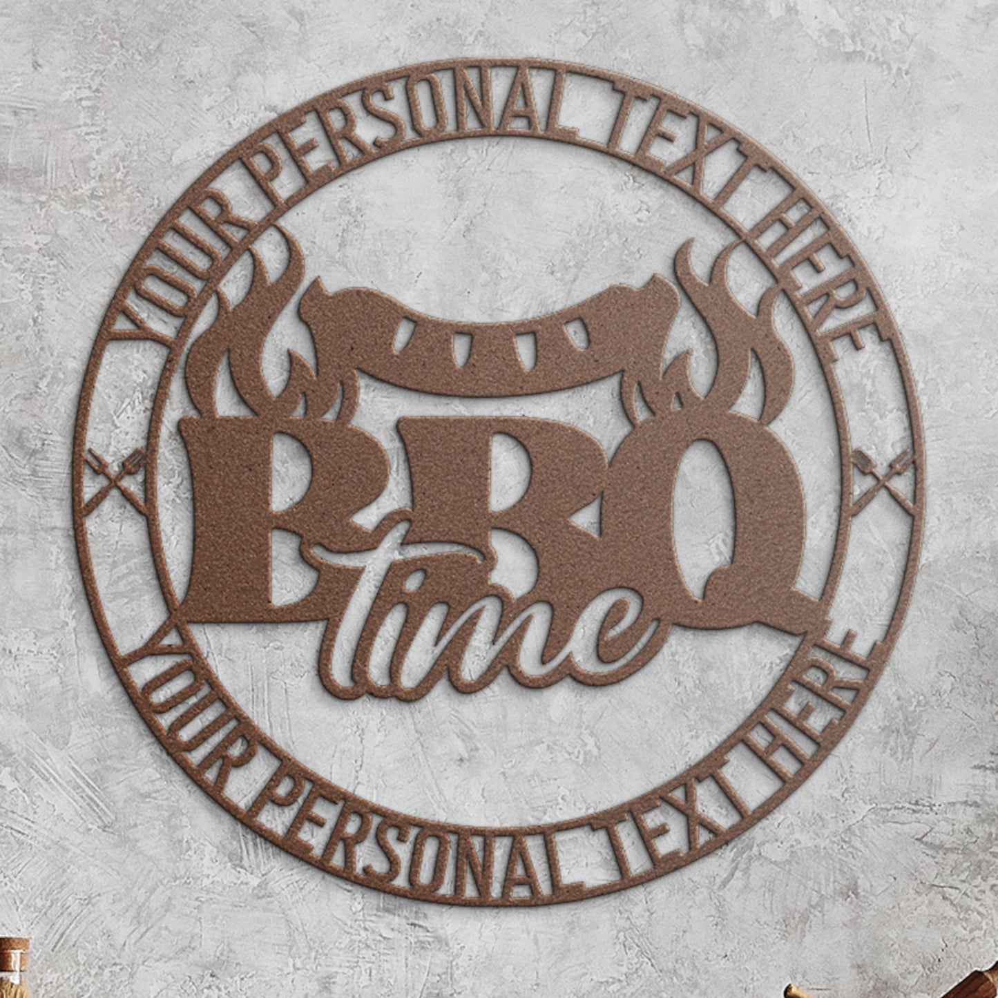 Personalized BBQ Name Metal Sign In Copper