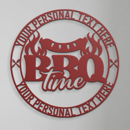 Personalized BBQ Name Metal Sign In Red