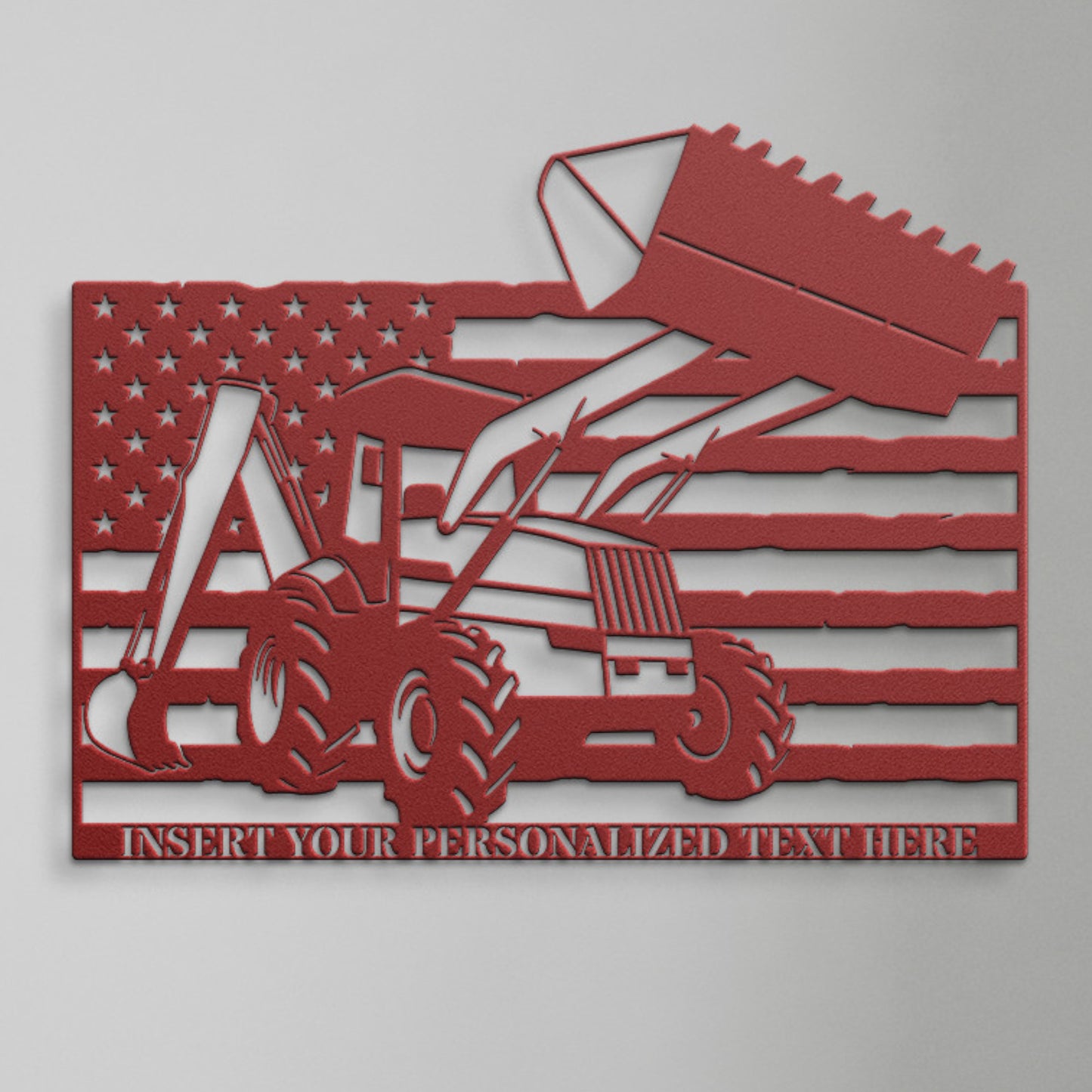 Personalized Backhoe Loader Name Metal Sign. Custom Digger Wall Decor Gift. Construction Worker. Patriotic Machine Operator Wall Hanging. 