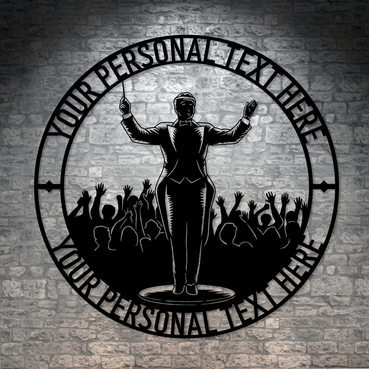 Personalized Band Conductor Metal Sign Decor In Black With Custom Text