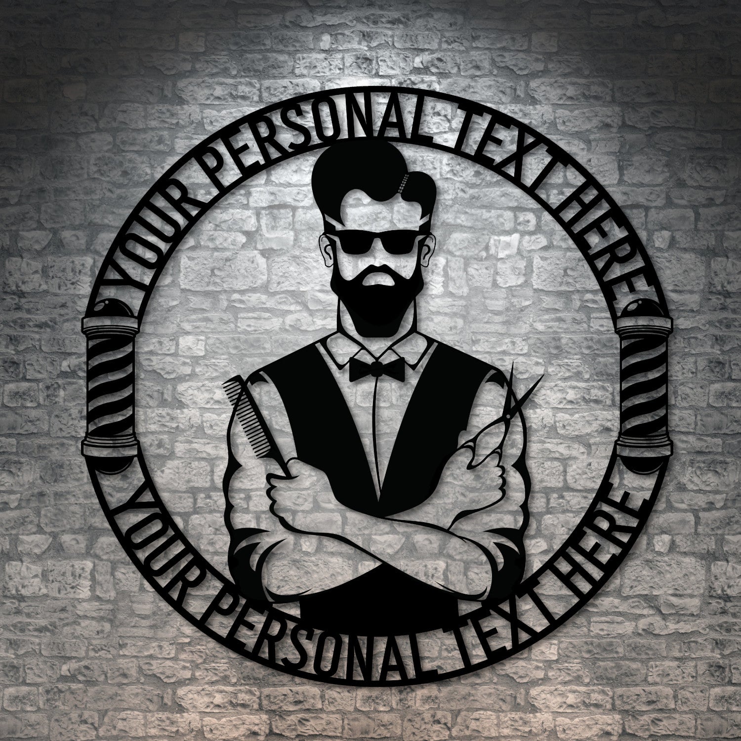 Personalized Barber Man Metal Sign Gift Decor In Black With Custom Text
