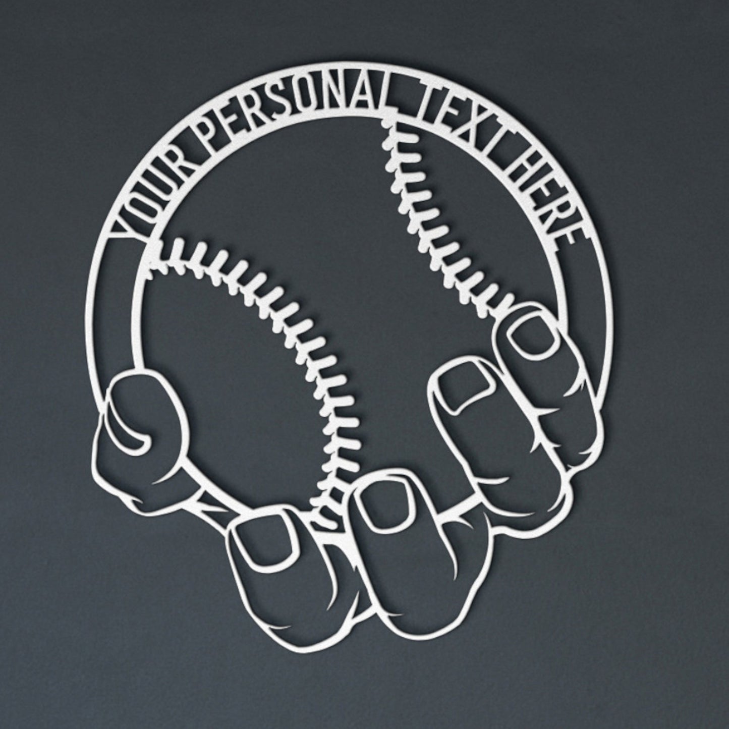 Personalized Baseball Hand Name Metal Sign | | Baseball Name Wall Decor | Custom Softball Player Wall Hanging | Gift For Baseball Player