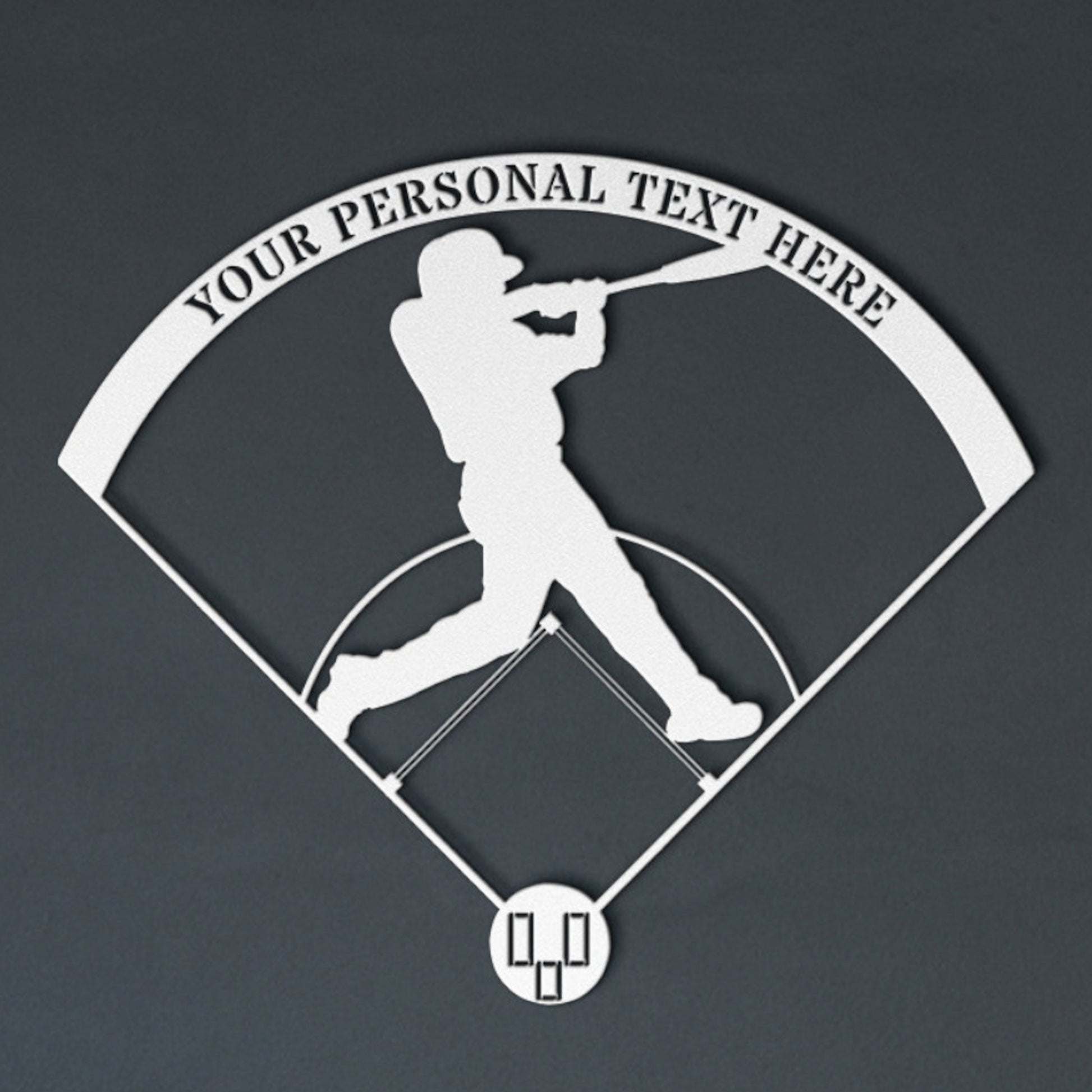 Personalized Baseball Player On Court Name Metal Sign | Custom Softball Name Wall Decor | Baseball Player Name Decor Gift | Baseball Court