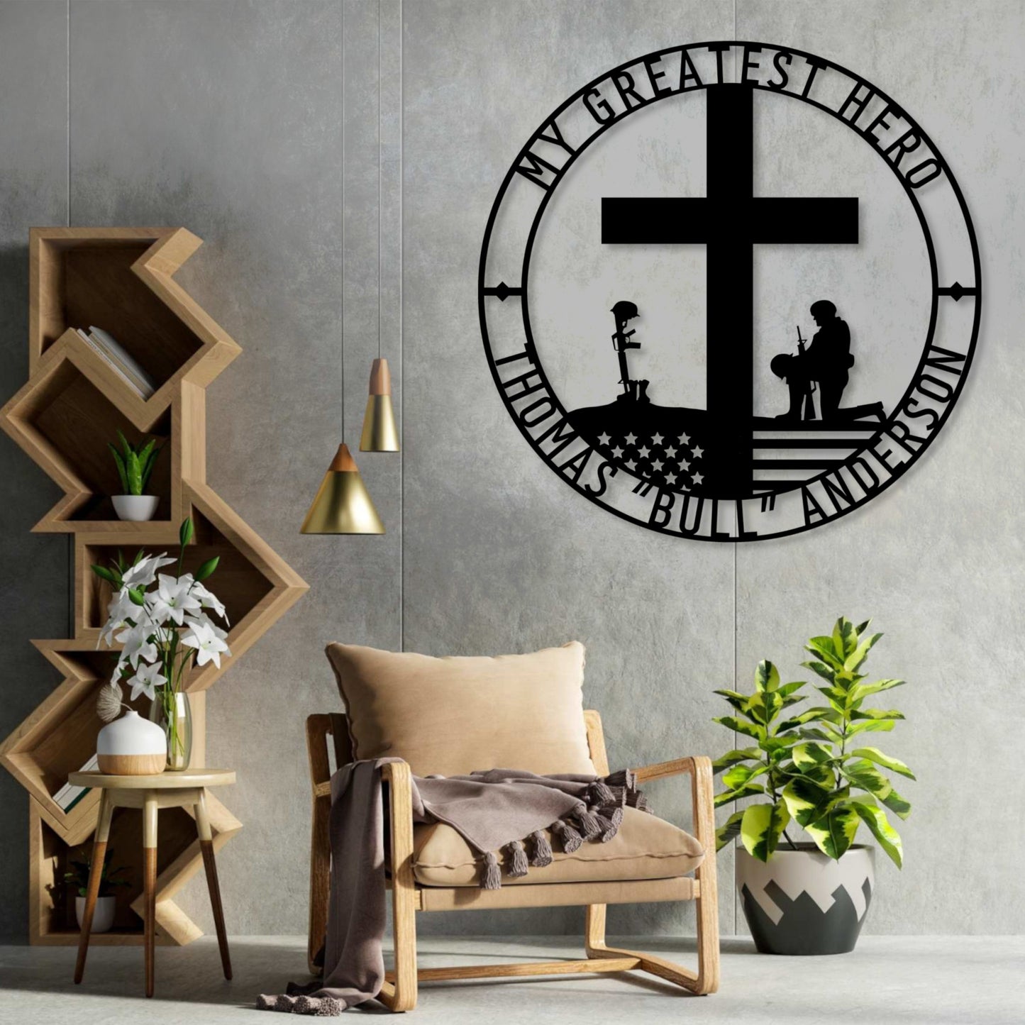 Personalized Battlefield Cross Metal Sign In Black....