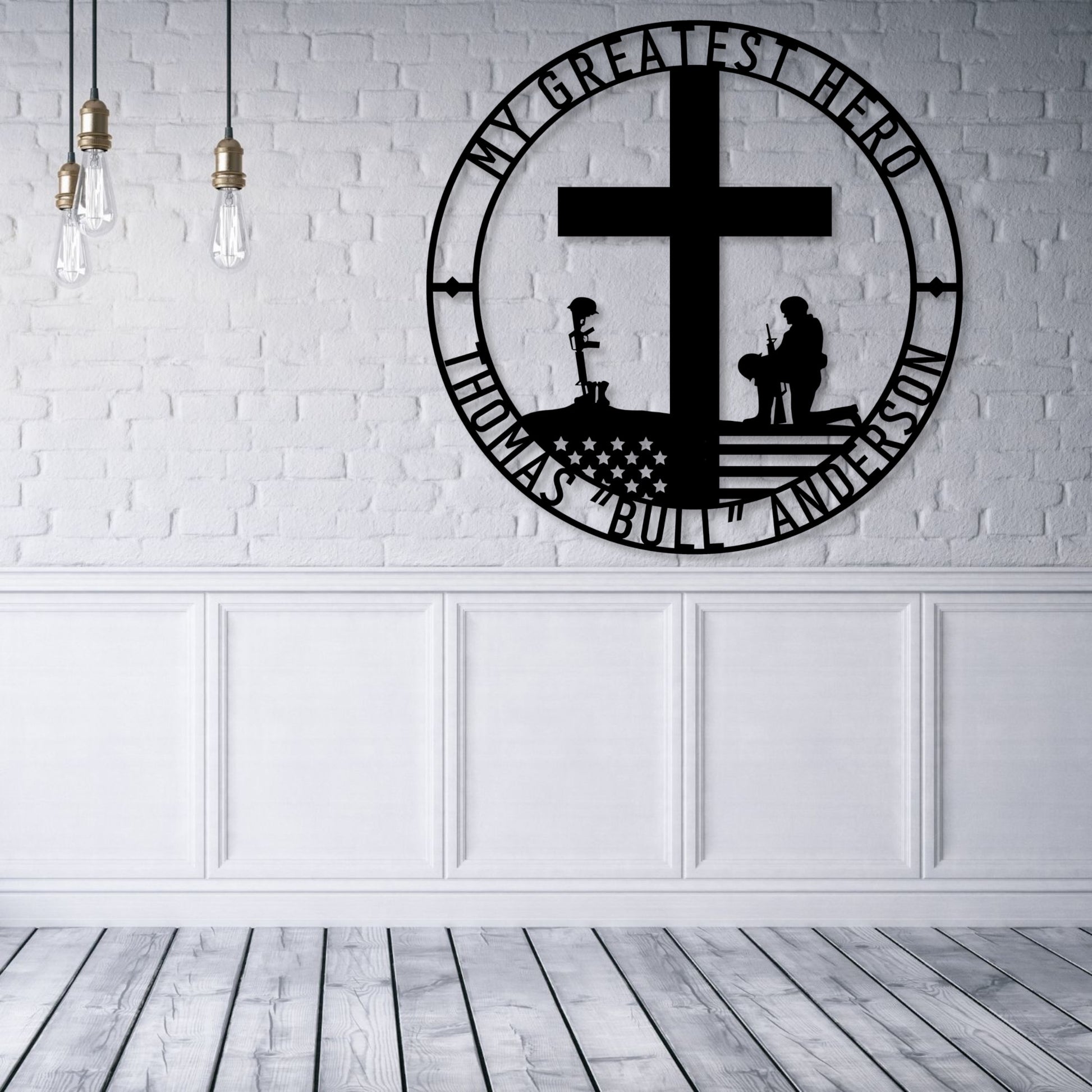 Personalized Battlefield Cross Metal Sign In Black...