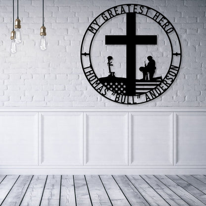 Personalized Battlefield Cross Metal Sign In Black...