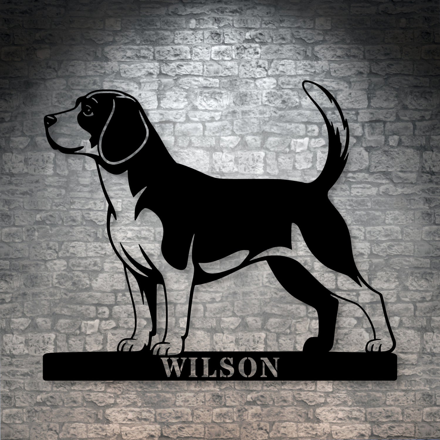 Personalized Beagle Metal Sign In Black. Custom Dog Owner Wall Decor Gift