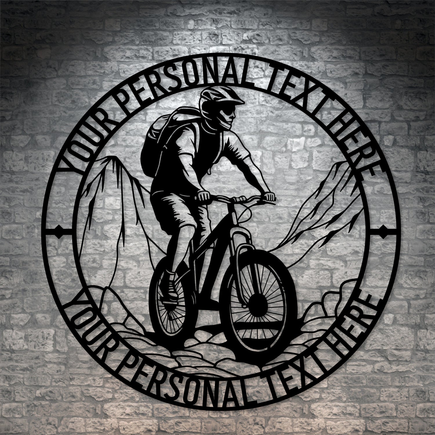 Personalized Bike Packing Name Metal Sign Decor In Black With Custom Text