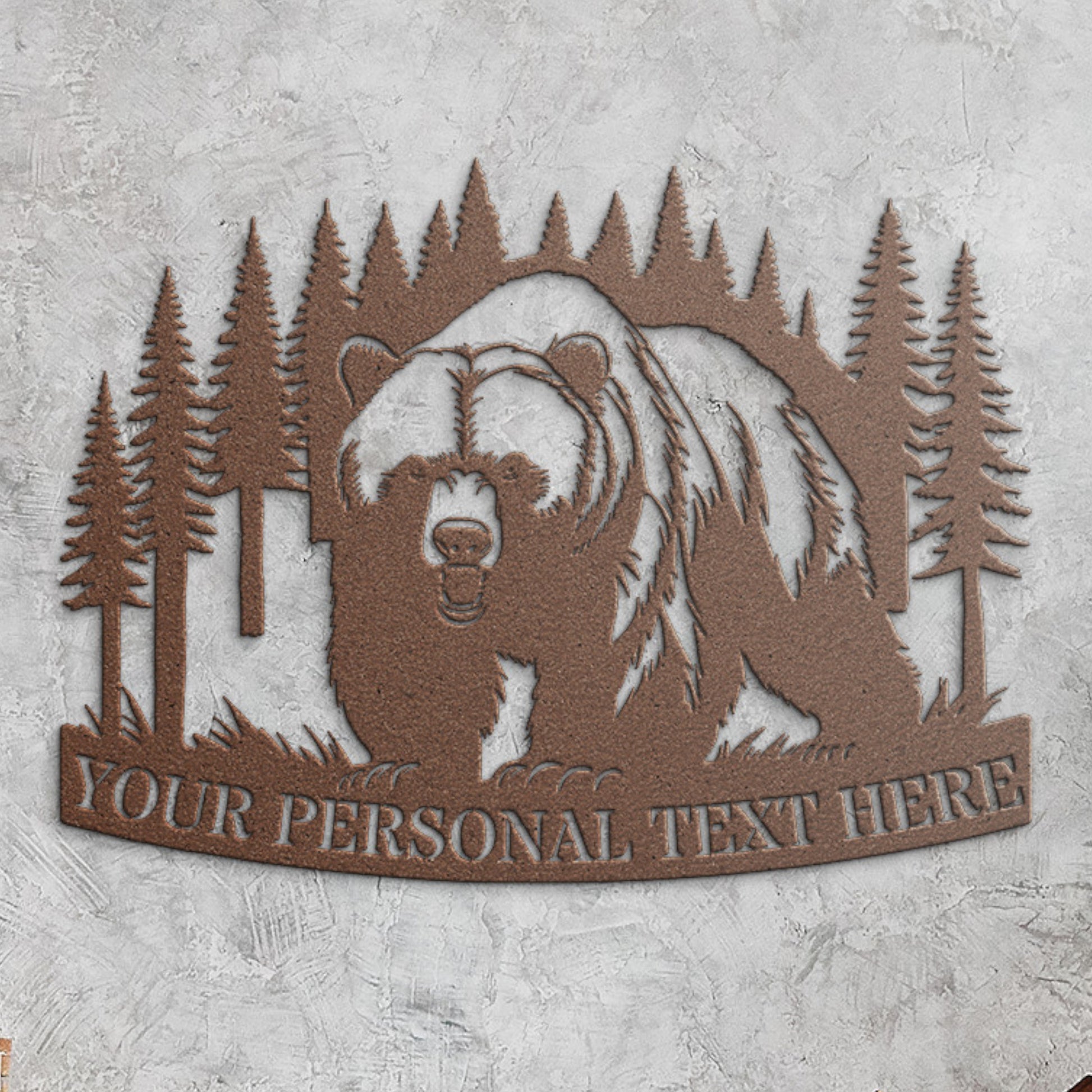 Personalized Black Bear Metal Sign Decor In Copper With Custom Text