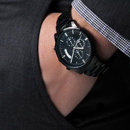 Personalized Black Laser-Engraved Metal Watch With Custom Text And Gft Box 5