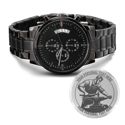 Personalized Blacksmith Laser-Engraved Men's Metal Watch With Custom Text 1