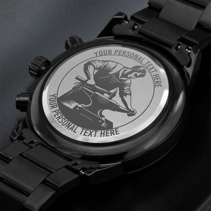 Personalized Blacksmith Laser-Engraved Men's Metal Watch With Custom Text 2
