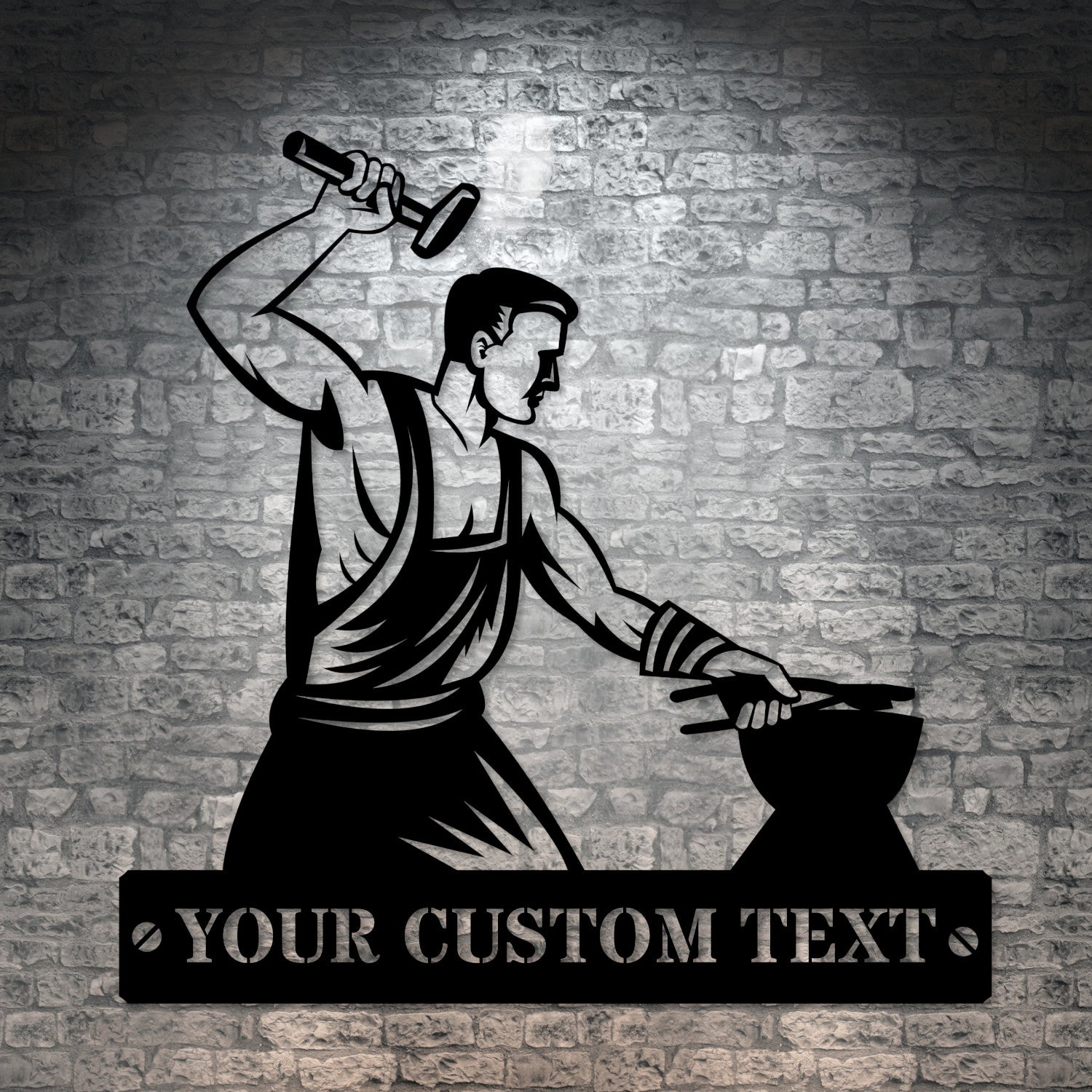 Personalized Blacksmith Name Metal Sign Decor In Black With Custom Text