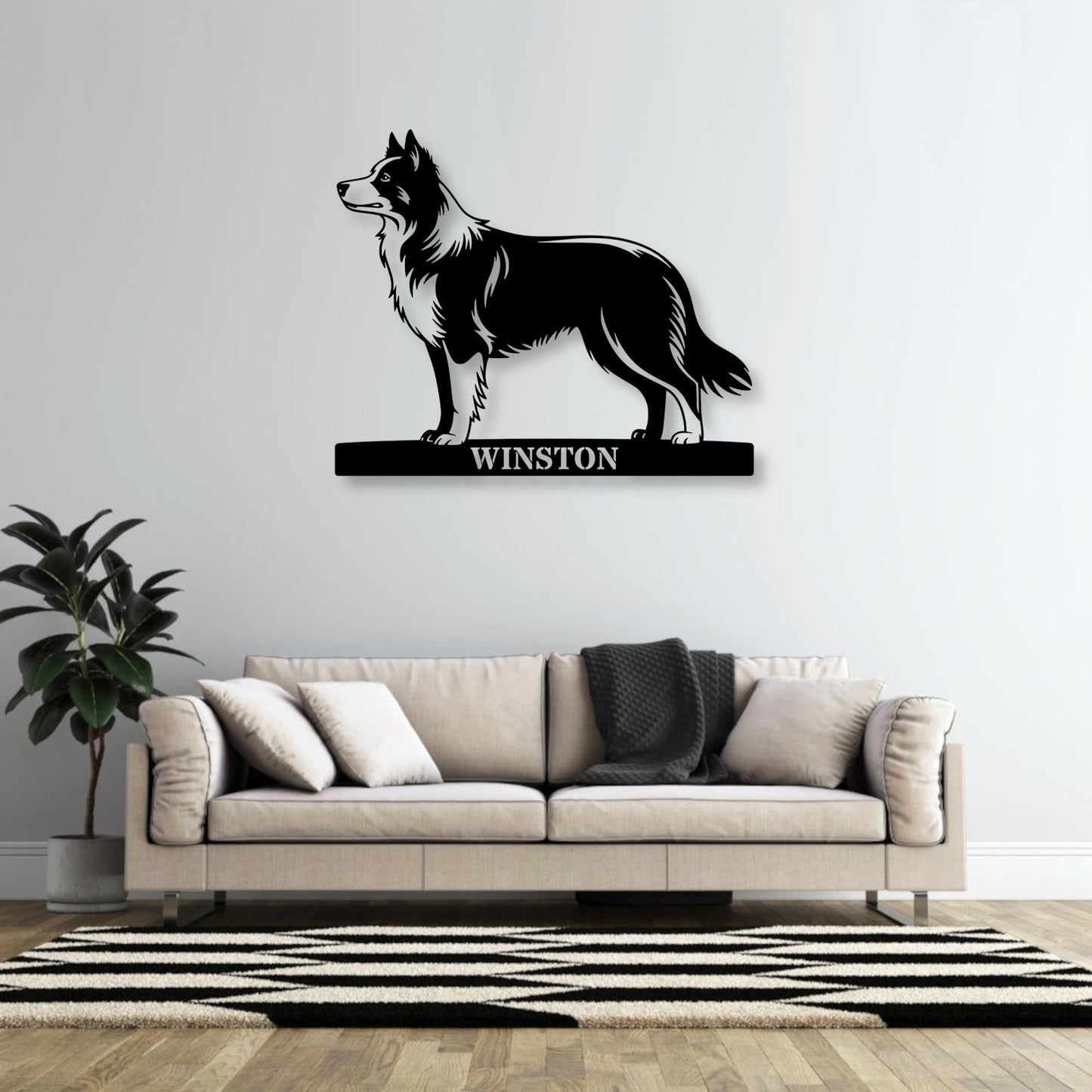 Personalized Border Collie Metal Sign In Black. Custom Dog Owner Wall Decor Gift.......